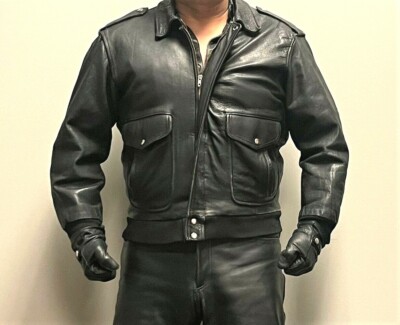 Echtes Leder Heavy Weight USN Dark Brown Bomber Jacket size