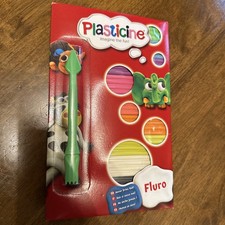 PLASTICINE FLURO PACK WITH Green SCULPTING TOOL FUN