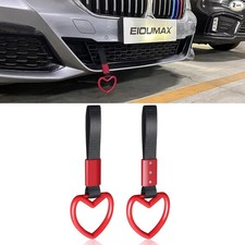 Heart Shaped Car Handle Straps, Rear Bumper Warning Rings for Subway SUV -Red