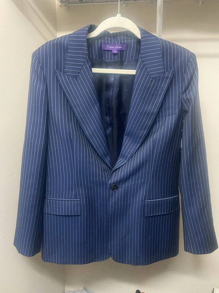 Blazer vintage a rayas ralph lauren etiqueta púrpura para mujer talla 10” Foto 2 de 4