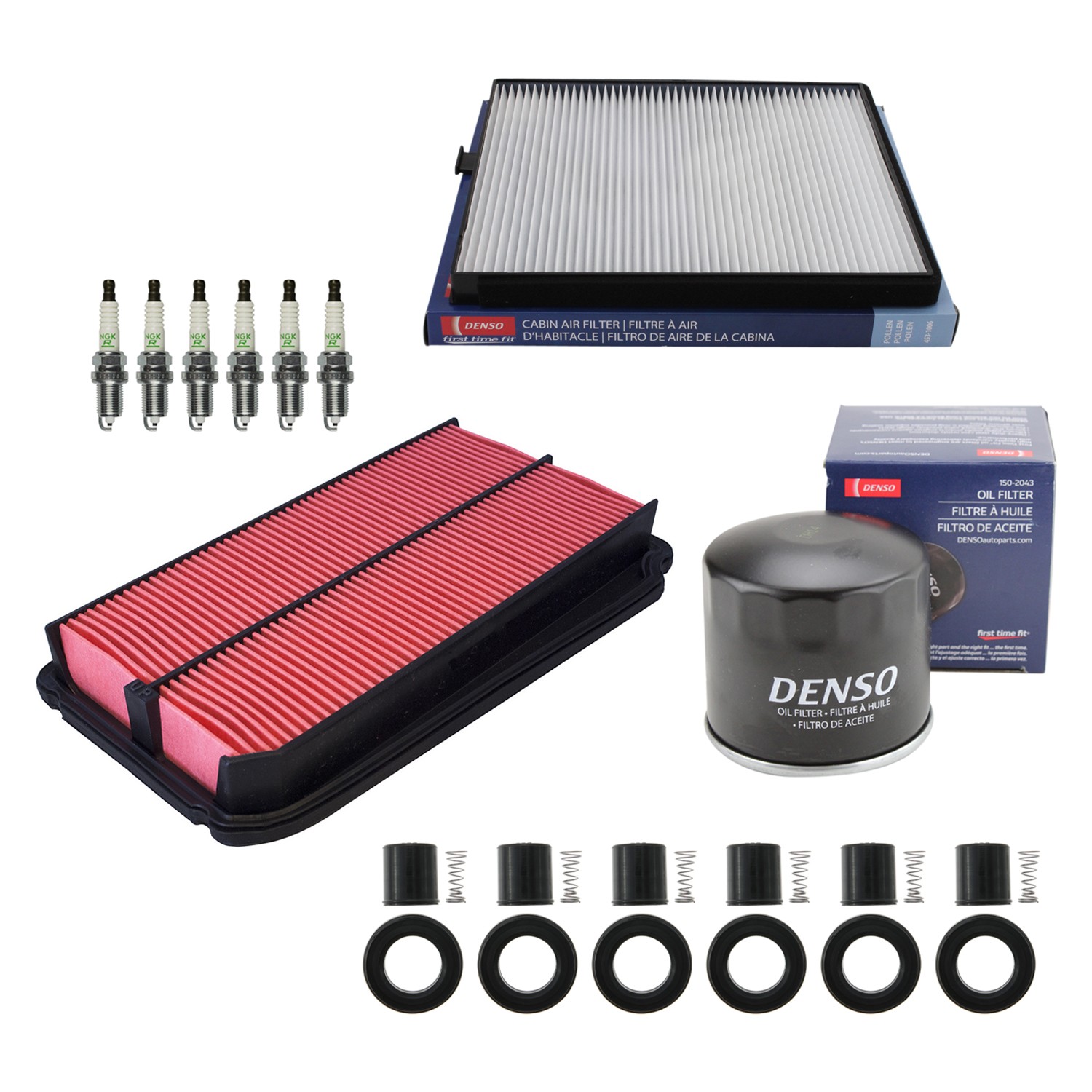 Denso Tune Up Kit NGK 6 Spark Plugs  Boots Kit for Odyssey 3.5L V6 J35A4 02-04