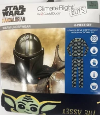Climate Right Cuddl Duds The Mandalorian Boys Warm Underwear Set L 10/12 NWT