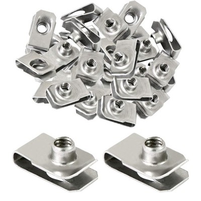 40 Packs 1/4-20 Stainless Steel Regular Extruded U-Nuts U Style Clip-on