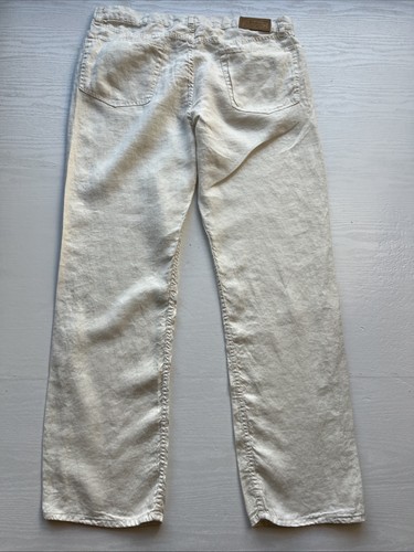 Polo Ralph Lauren Vintage Linen 5 Pocket Pants Mens 38x32 Cream Classic Fit - Picture 14 of 20