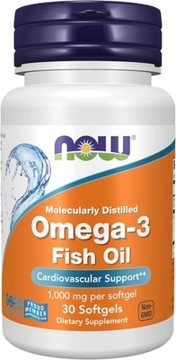 NOW Foods Omega 3 Fish Oil 30 Softgels 180 EPA 120 DHA Heart Health Support