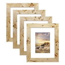 4 Pack Burl Wood Photo Frame Picture Frame 8x10 matted to 5x7 Burl Wood Pictu...