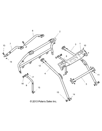 Polaris Rear Rops, Right, Orange Madness, Genuine OEM Part 1020753-589, Qty 1 - Picture 5 of 5