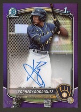 2025 Bowman YOPHERY RODRIGUEZ Chrome Auto Purple Refractor 1st 122/250 Brewers