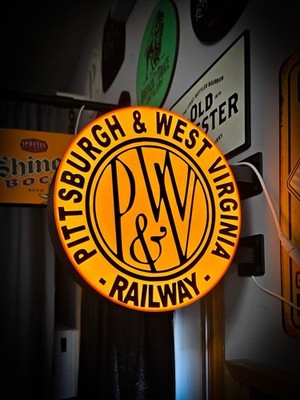 Pittsburgh & West Virginia Railway Round LED Light Box | USB Powered Train Sign