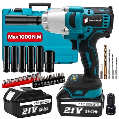 iMeshbean 21V Cordless Electric Impact Wrench Gun 1/2'' High Power Driver 1000Nm