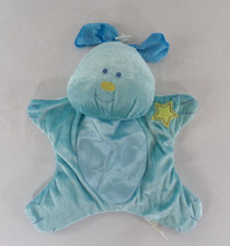 HugFun Blue Puppy Dog Rattle 10"X12" Stuffed Animal Baby Plush Toy- EUC