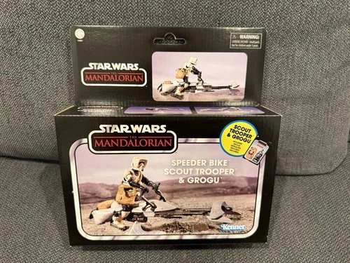 Star Wars TVC Vintage Collection Mandalorian Speeder Bike & Scout Trooper Grogu