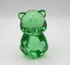 Glass Teddy Bear Apple Green Sitting Paperweight Figurine Fenton?