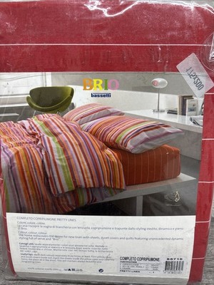 Bassetti Pretty Lines Colorful Red Double Bed Sheets-Bedspreads