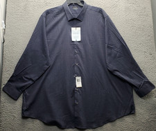 Van Heusen Dress Shirt Men 20 Blue Comfort Performance Big Fit Stretch Button Up