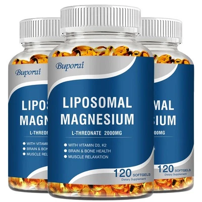 BUPORAI Liposomale Magnesium - Vitamin D3, K2 - für Gehirn, Herz, Knochen und Gelenke