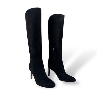 NINE WEST SANCHA Black Suede Knee High Boots Women's Size 6.5 Medium Heel NIB