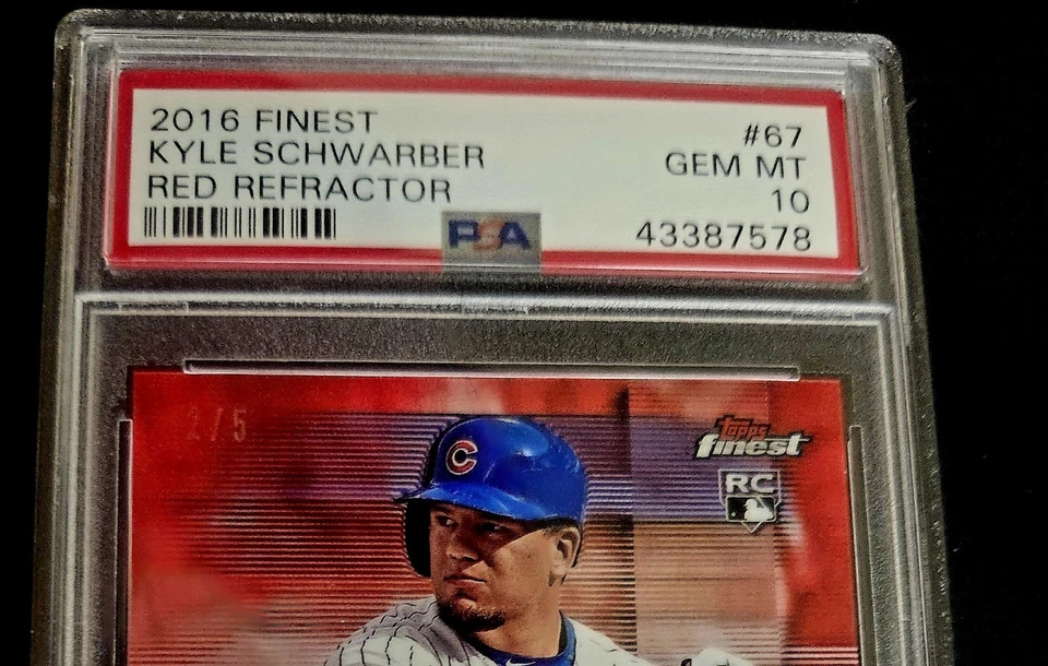 Kyle Schwarber Rookie Card, Topps, Red Refractor, Numbered 2/5, PSA 10, Gem 💎  - Image 3 of 3