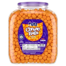 Utz Cheese Balls Barrel, Tasty Snack Baked with Real Cheddar Cheese, Delightfull