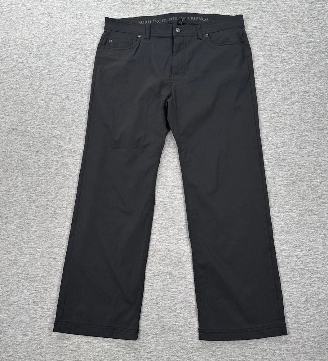 Prana Pants Mens 38x30 Black Brion Slim Nylon Stretch Outdoor Camping Hiking