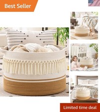 Cesta Manta Grande 20"x13", Cestas Tejidas para Almacenamiento Cesta de Lavandería Bebé, C...