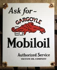 VINTAGE GARGOYLE MOBILOIL 12” PORCELAIN GAS SIGN MOBILGAS MOBIL VACUUM OIL