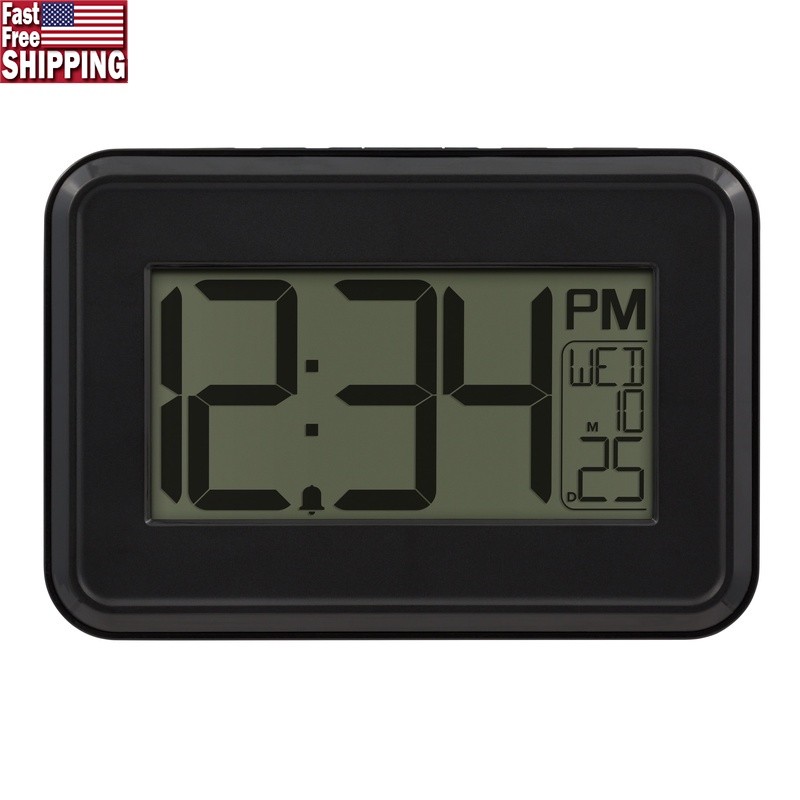 Digital Wall Clock with 12-Hour Display Alarm Snooze and Calendar