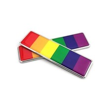 One Pair 3D Metal Rainbow Emblem Sticker Pride Decals 6-Color Rainbow