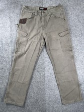 Wrangler Riggs Workwear Pants Mens 36x34 Khaki Ripstop Cargo Utility