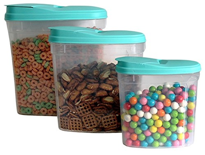 #ad 3 Piece Cereal Dispenser Set – BPA Free Dry Food Storage Containers with Snap... $29.21