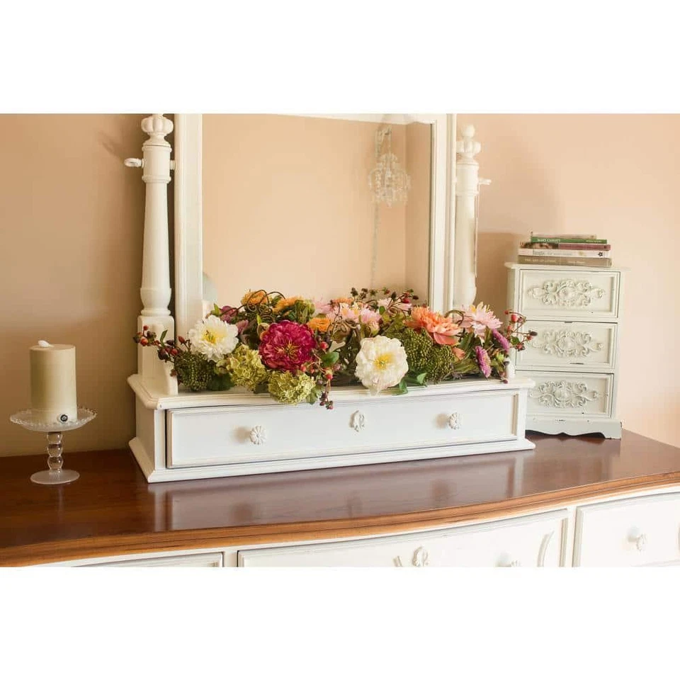 Casi natural 3 pies Centro de mesa de peonía artificial arreglo floral de seda Foto 4 de 4