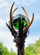 OOAK Hand Crafted Cosplay Wooden Wizard Staff With Crystal Orb ~ 56” ~ AWESOME!