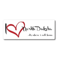 I Love North Dakota, It's Where I Call Home US State Magnet Decal, 3x8 Inches