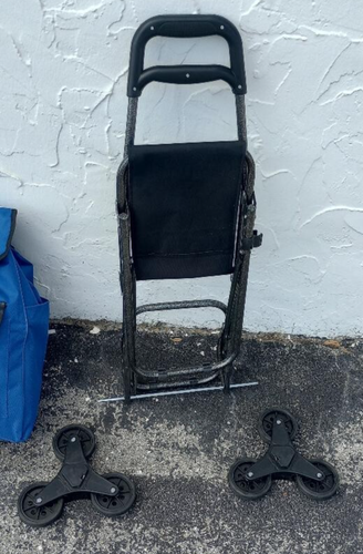 NEW Tri Wheel Shopping Trolley Cart w/ Bag & Folding Seat Climbing Stair Wheels - Picture 13 of 14