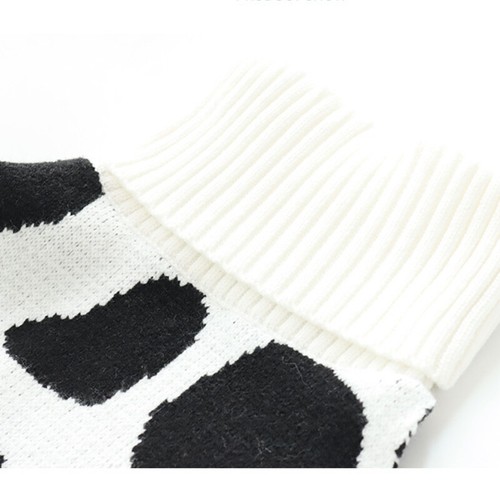Ladies Cow Printed Sweater Jumper Dress Turtle Neck Backless Sexy Knitwear Club - Picture 7 of 12