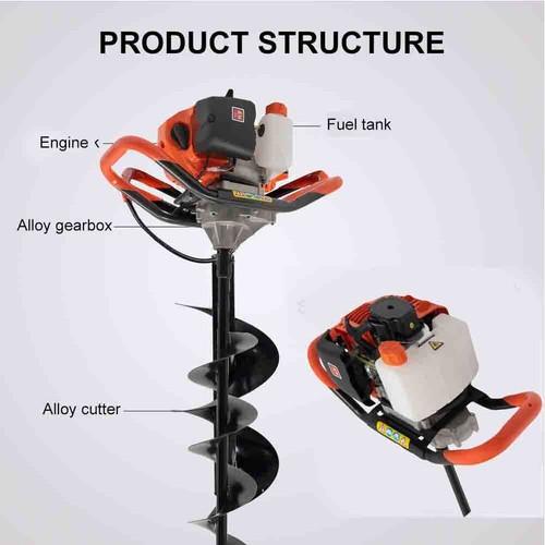 52CC Gas Powered Post Hole Digger Earth Auger Borer 4" 6" 8" Bit & Extension Rod - Picture 3 of 23