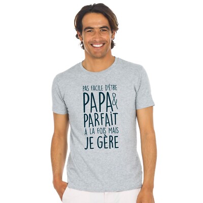 T-Shirt Man short Sleeve Grey, Not Easy to Be Papa And Perfect on The Times