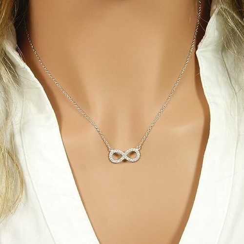 Small Infinity Necklace 925 Sterling Silver Necklace Jewelry Gift for Her - Picture 2 of 4