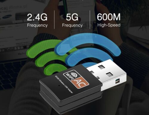 600Mbps WLAN Stick Dual Band 2.4GHz / 5GHz WIFI Dongle USB Wireless Adapter AC - Picture 6 of 6