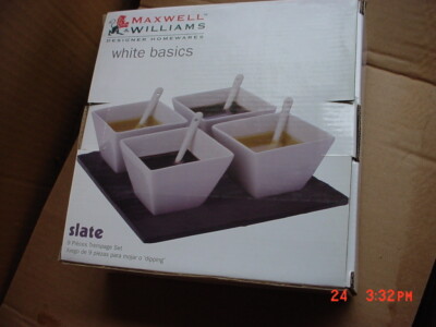 MAXWELL & WILLIAMS White Basic Slate 9 Piece Dipping Set NWT