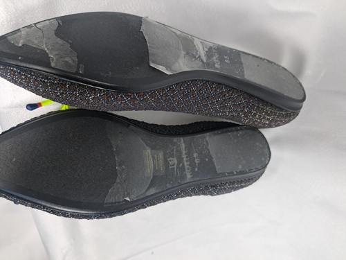 Rothy's Point Blue Silver Neon Bow tie Women's Shoe Flats Slip Ons Size 6.5 NWOB - Picture 3 of 7