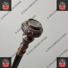 Copper Antique Compass Knob Head Handle Walking Stick Wooden Black Cane Gift