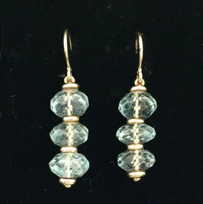 Wunderschöner Ohrschmuck in 750er Gelbgold besetzt mit 6 Aquamarinen