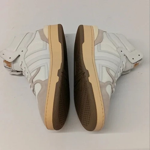 Lanvin Men's Curb Clay White Tennis Leather & Mesh Hi Top Sneakers - EU43/US10 - 第 6/16 張圖片