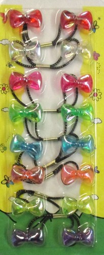 RIBBON, BUTTERFLY SHAPE --GIRL'S HAIR PONYTAIL HOLDER,PLASTIC , RUBBER ELASTIC - Picture 4 of 6
