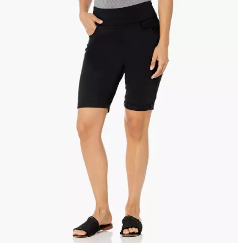 NEW Gloria Vanderbilt Amanda Pull On Bermuda black shorts slimming