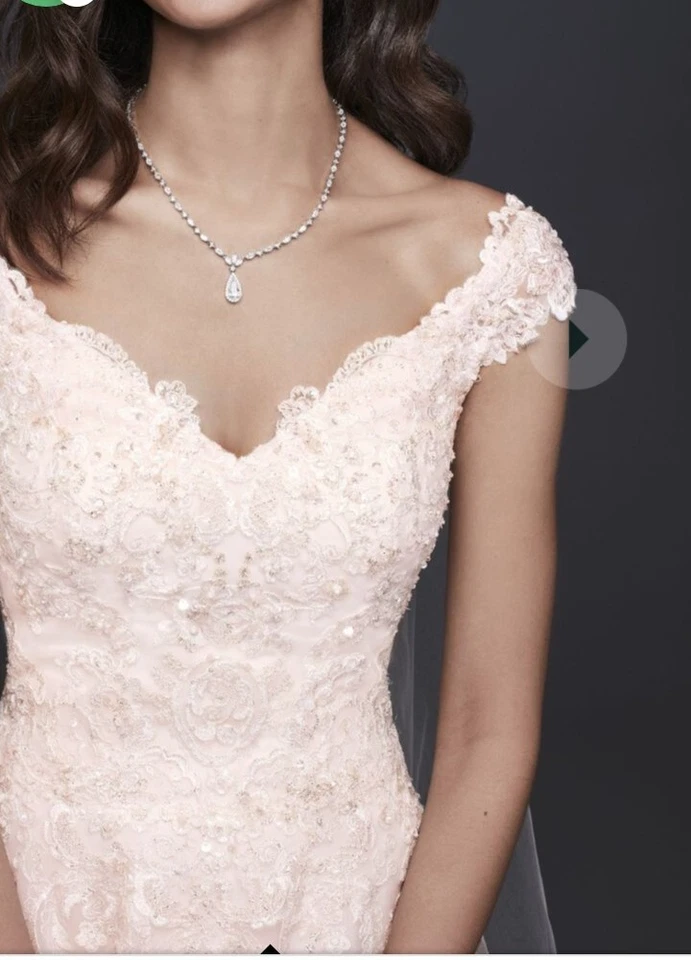 Vestido de novia David's marfil/rosa talla 12 WG 3940 precio de venta sugerido por el fabricante $949 usado en excelente estado  Foto 3 de 4