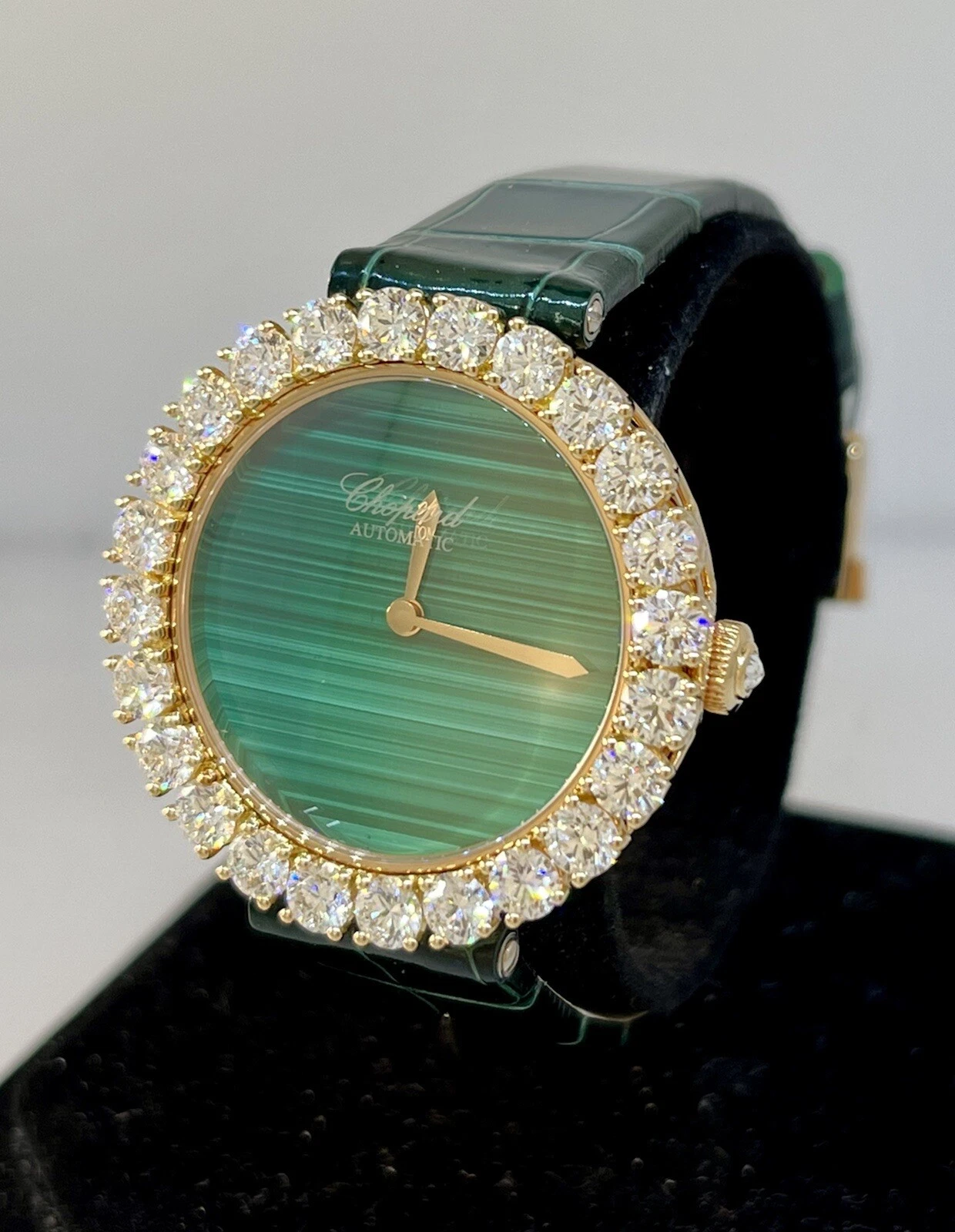 Chopard — Chopard L'Heure Du Diamant Rose Gold & Diamond Green Dial Ladies Watch I3A419