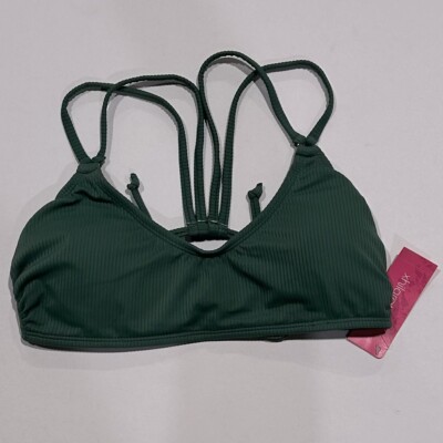 Women's Ribbed Ring Bralette Bikini Top - Xhilaration Olive (Green) S