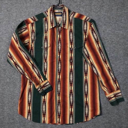 Vintage 80s Panhandle Slim Western Shirt Aztec Mens L Pearl Snap L/S Rockabilly